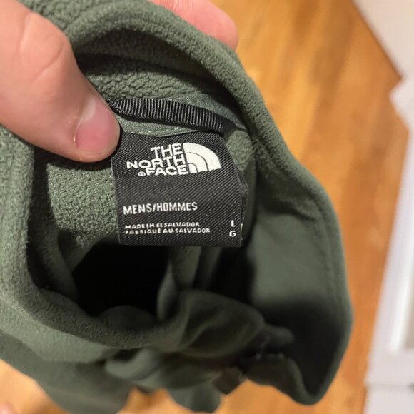 North Face Sweater Mens Large Green Zip Pullover Lightweight Fleece - Picture 3 of 3